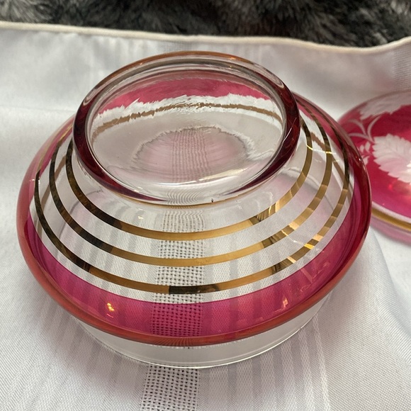 Bohemiam Ruby Red Crystal Glass Candy Dish - Picture 5 of 16